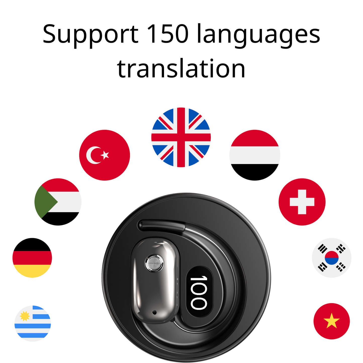AI Translation Earbuds Real Time Two-Way Translation of Call Voice OWS Open-Ear Headphones Wireless Bluetooth Translator Earphones for Travel Business Meetings & Learning