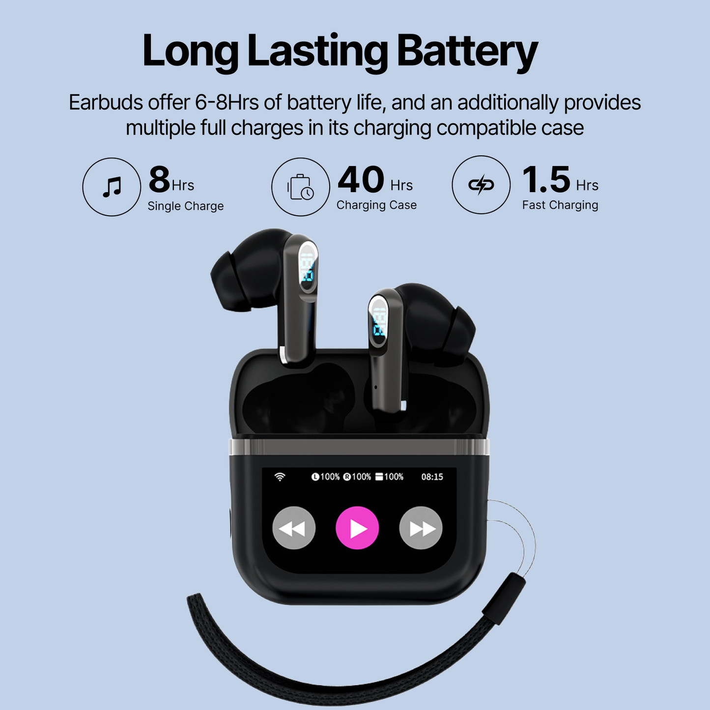 AI Translator Earbuds Real Time Multi Languages Translation Ear Buds with Touch Screen Wireless Earphones Bluetooth in-Ear Headphones for Global Business Travel Learning