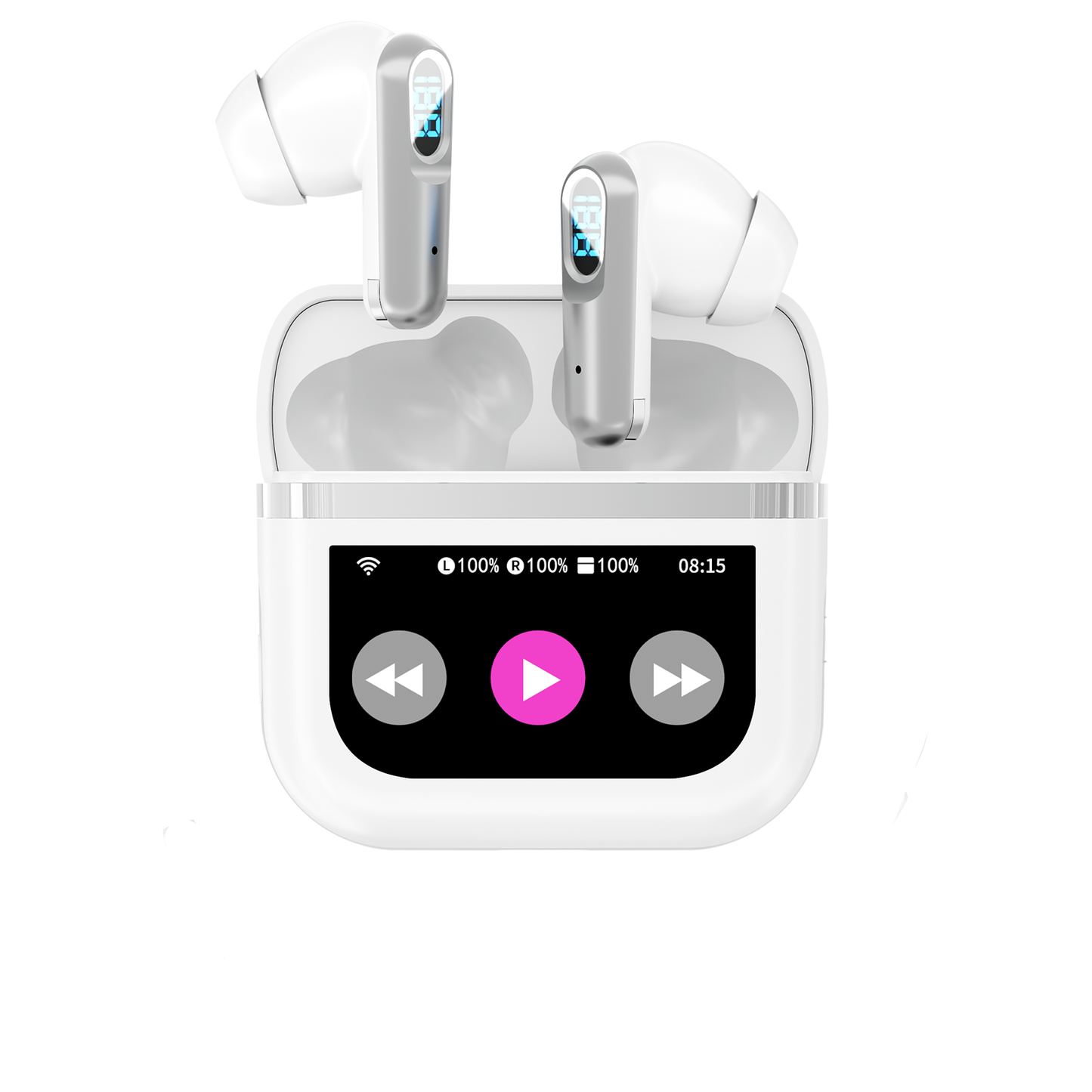 AI Translator Earbuds Real Time Multi Languages Translation Ear Buds with Touch Screen Wireless Earphones Bluetooth in-Ear Headphones for Global Business Travel Learning